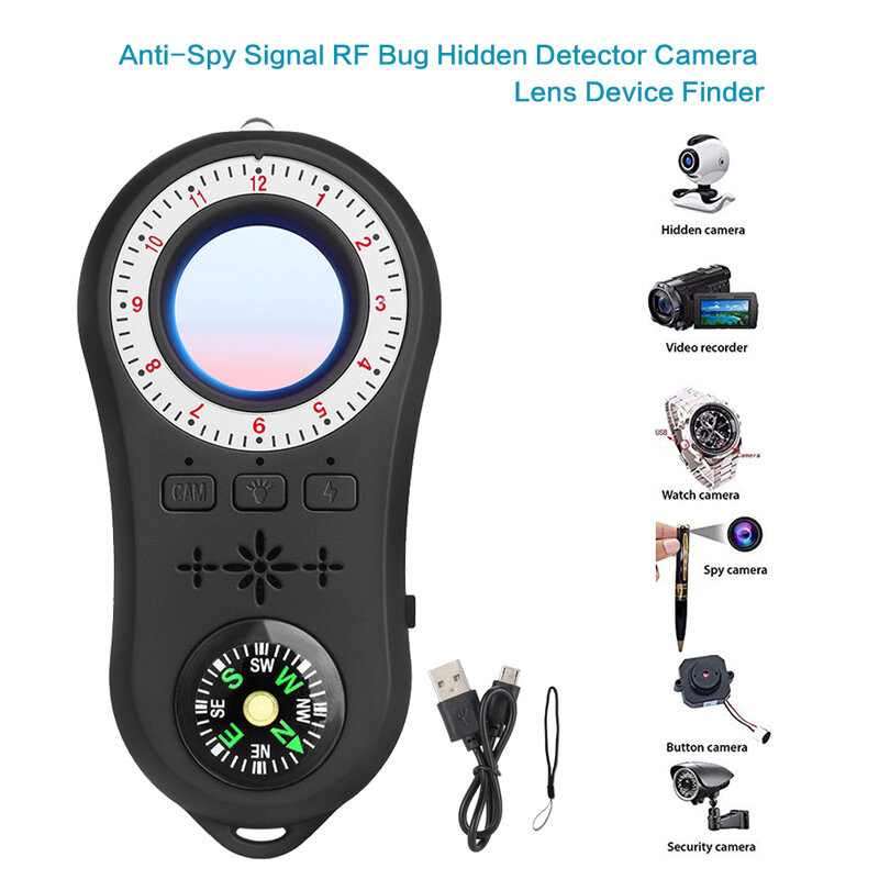 Anti Spy Kamera Pengintai Detektor Sinyal Nirkabel Anti-Rahasia Kamera Pencari Sinyal Lensa RF Tracker Mendeteksi Produk Nirkabel