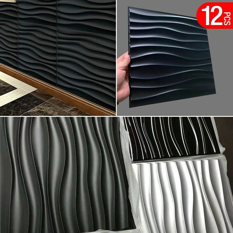 12 шт. 30 см 3D настенные стикеры декоративные потолочные обои для гостиной настенные водонепроницаемые 3D настенные панели