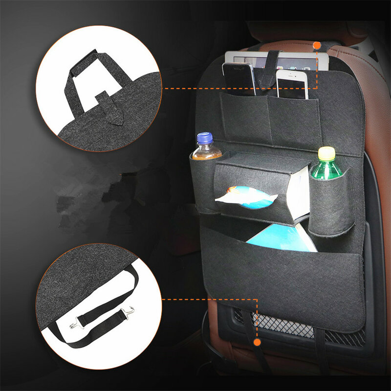 For Car Seat Back Storage Bag Pad Cups Storage Holder Fabric Child Anti-kick 2020 New Auto Seat Storage Organizer Box