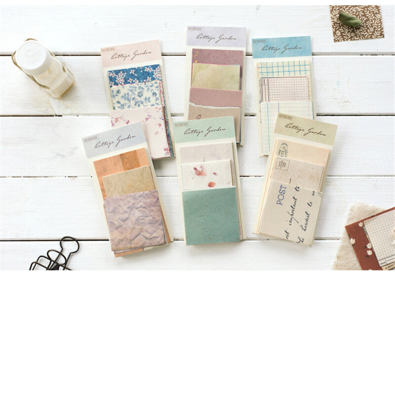 60 Pcs Ins Style Creative Small Fresh Retro Memo Basic Journal Material Paper Collage Scrapbook Stationery Back To School