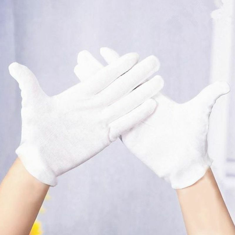 12 par 100% bawełna biała nawilżająca podszewka rękawica zdrowie muzyka praca