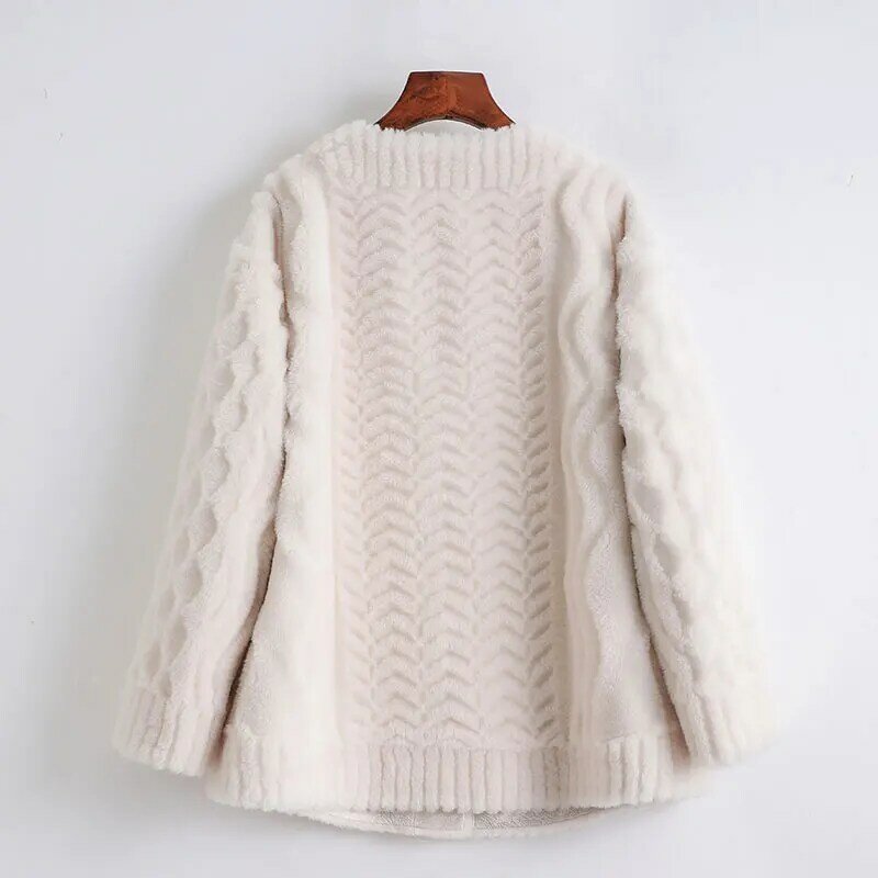 AYUNSUE – veste de tonte de mouton pour femme, manteau d'hiver en vraie fourrure, court, en laine, Style coréen, 100%, Sqq1225, 2021