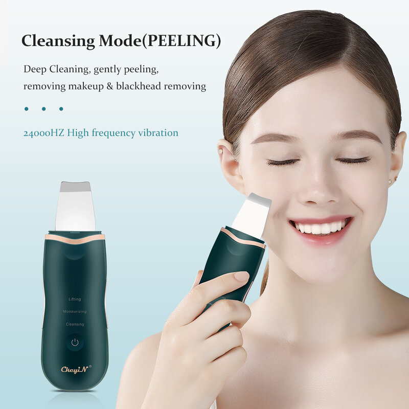 Profissional ultra-sônico Facial Skin Scrubber, íon limpeza profunda do rosto, Peeling Pá, esfoliante Skin Care Device, beleza máquina