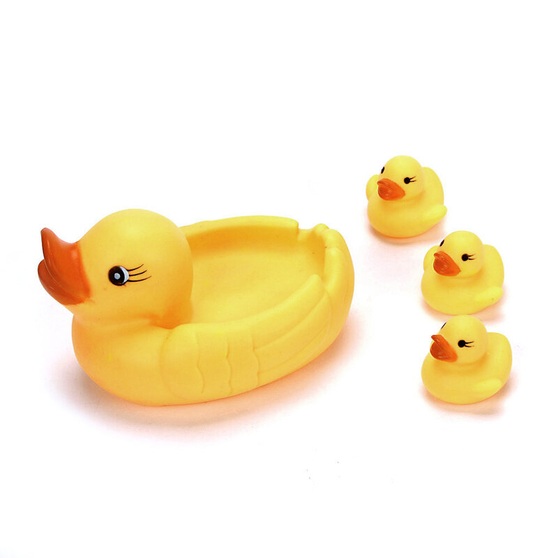 واحد كبير ثلاثة البط الصغير الحمام الأسرة حمام الطفل اللعب المطاط سباق بطة الضغط السبر اللعب المياه Dabbling لعبة