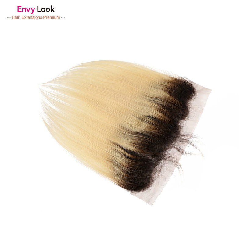 Envy Look Ombre 1b 613 4*13 Renda Depan dengan Rambut Bayi Mesin Manusia Brasil Rambut Remy Warna Pirang untuk Salon WANITA HITAM