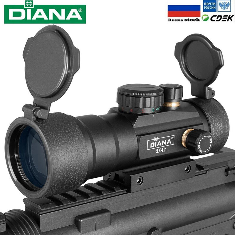 DIANA 3 x44 Green Red Dot Sight Scope 2 x40 Red Dot 3 x42 Tactical Optics mirino Fit 11/20mm Rail 1 x40 mirino per fucile per la caccia