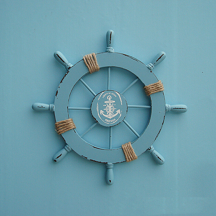 ريترو خمر البحر المتوسط سفينة الدفة الديكور ، قارب بحري ، عجلة رأس ، الحرف الخشبية ، الملحقات المنزلية