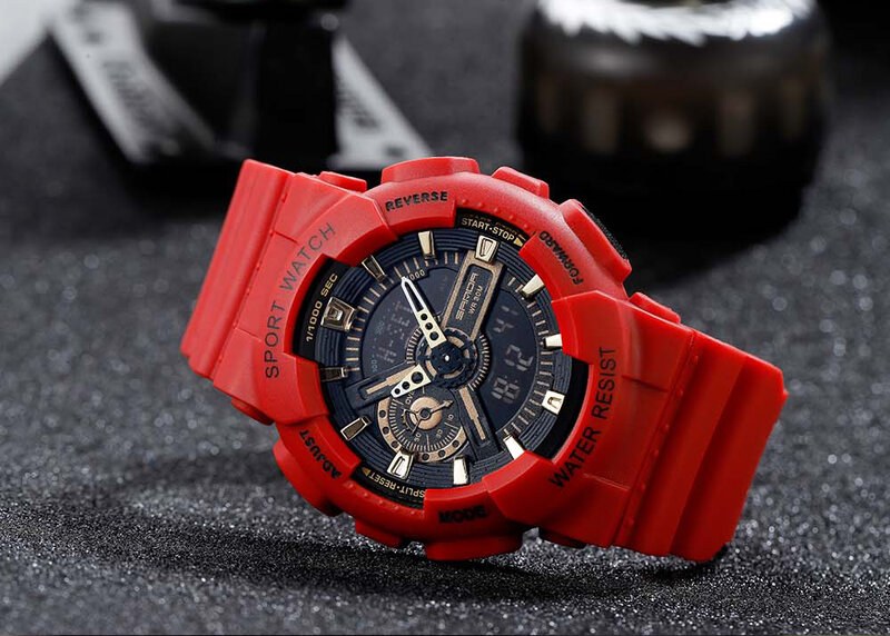 SANDA marka Wrist Watch mężczyźni zegarki wojskowe armii G styl Sport zegarek podwójny wyświetlacz męski zegarek dla pary zegar wodoodporny