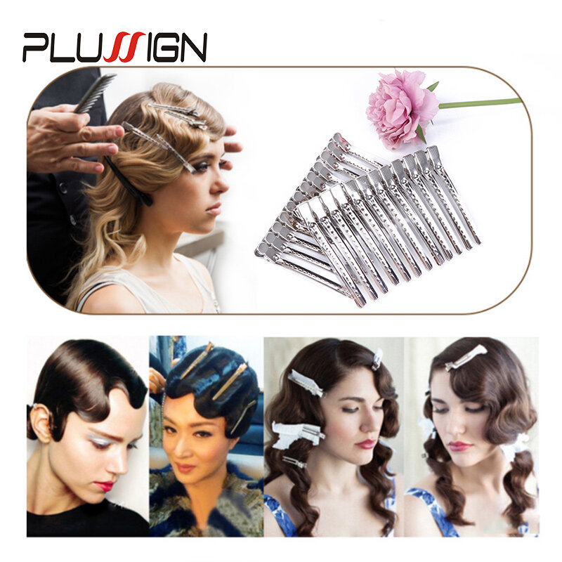 Hair Clips Metal For Hair Dressing 12Pcs One Dozen Hair Bow Clips For Salon Women Girls Bows Diy Accessories Silver Metal