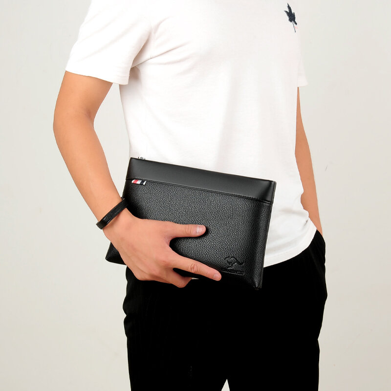 Men's Day Clutch Business Handbag Male Envelop Messenger Bag Casual Travel Bag Multi Functional Man's Bag, Black & Brown
