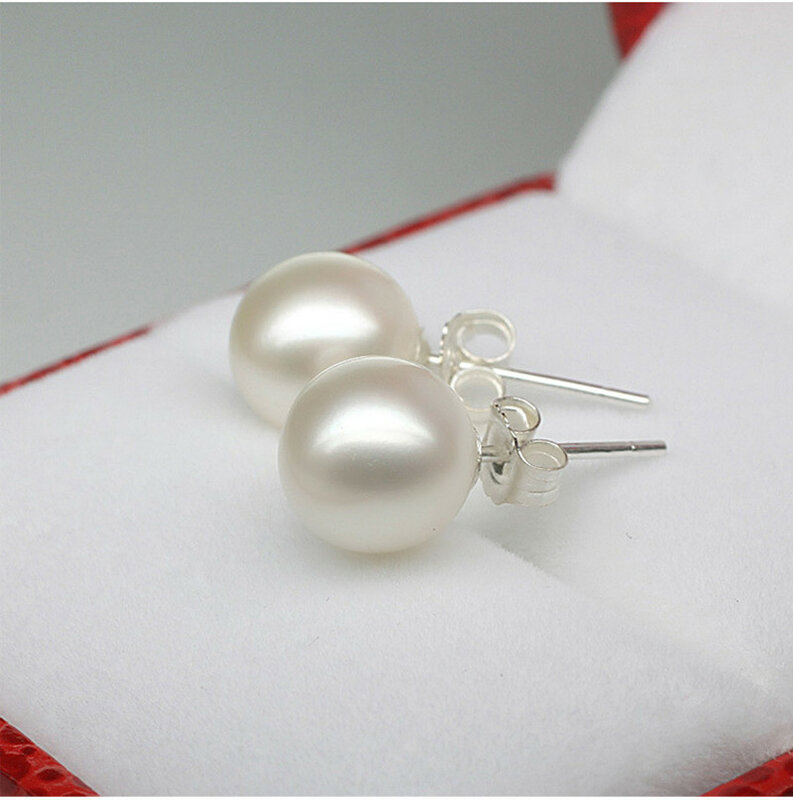 925 Sterling Silber Schmuck Natürliche Oblate Perle Ohrringe Schmuck Für Frauen 6-8-10mm Süßwasser Einfache Perle ohrring