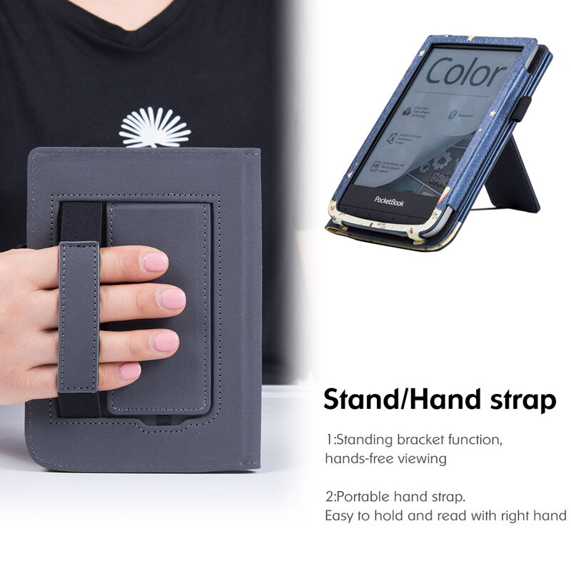 AROITA Case for PocketBook 633 Color/PocketBook 632 Plus/PocketBook 632 Aqua e-Readers - with Stand/Hand Strap/Auto Sleep/Wake