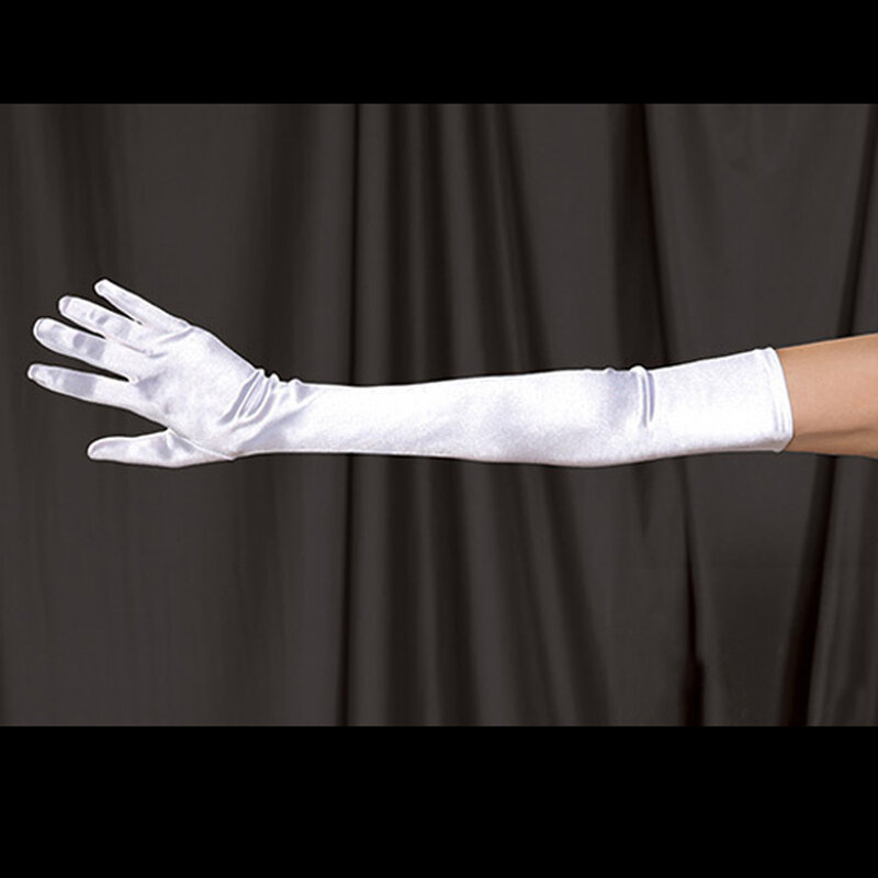 Оптовая продажа, атласные перчатки с пальцами для оперы 22 дюйма, женские праздвечерние чные перчатки для бурлеска, сексуальные привлекательные перчатки 17 цветов