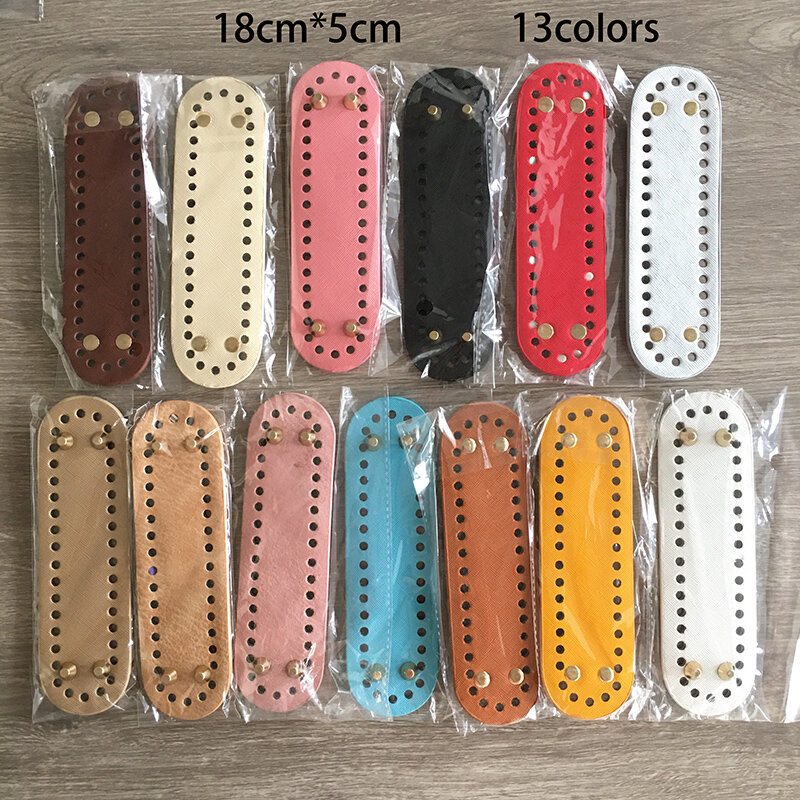 5*18cm Wholesale  Oval Long Bottom For Knitted Bag Pu Leather Bag Accessories Handmade Base With 38 Holes Diy Crochet Bag Bottom