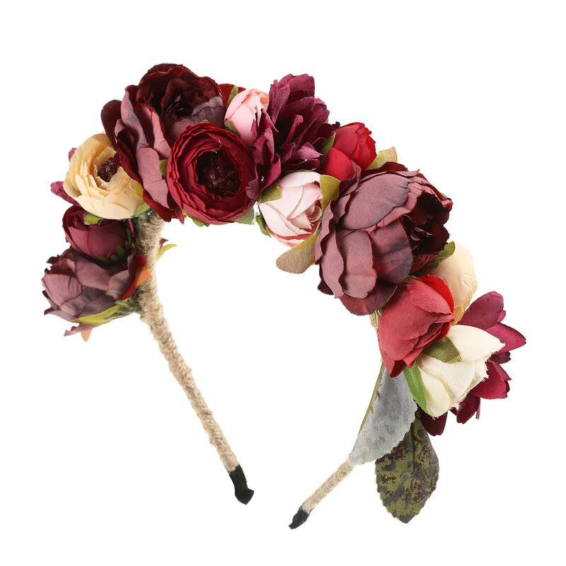 Molans rosa coroas de flores romântico floral bandana princesa headdress guirlandas para noiva casamento acessórios para o cabelo meninas grinalda