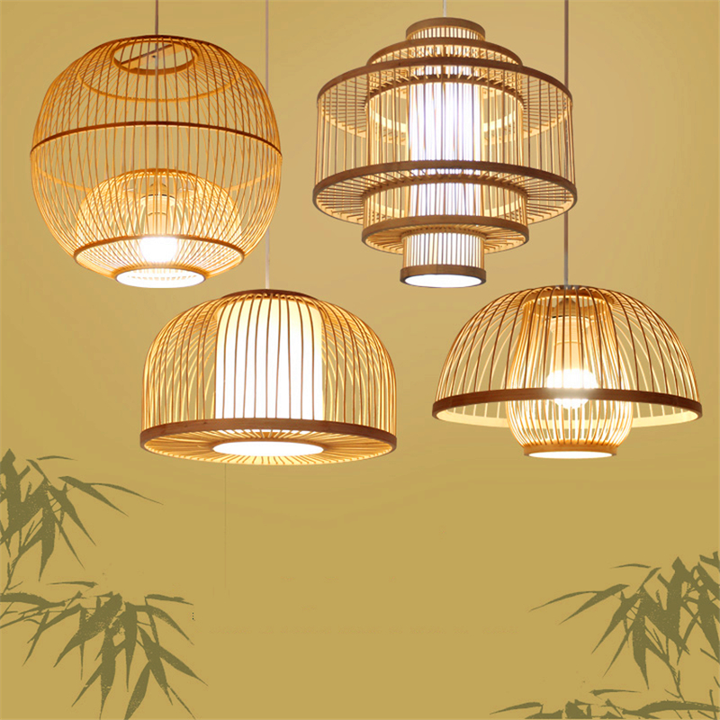 Ретро подвесные светильники из бамбука в японском стиле, плетеный подвесной светильник для гостиной, отеля, ресторана, коридора, декоративная лампа