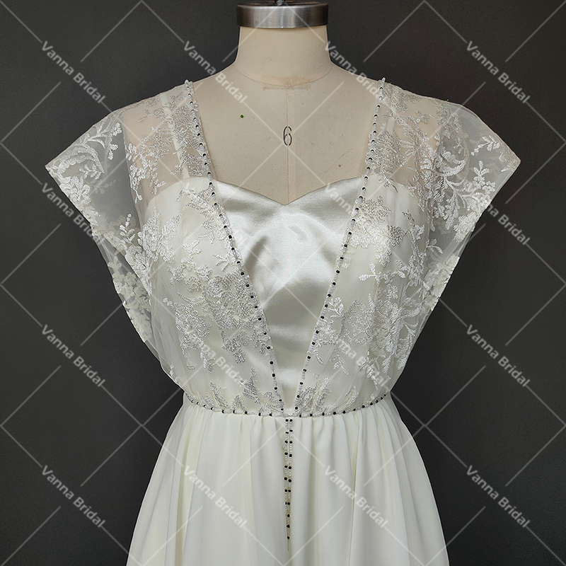 1920s Vintage Chiffon Wedding Dress Beading Irregular Satin Lace Classic Bridal Gown Sweetheart A Line Open Back Custom Made