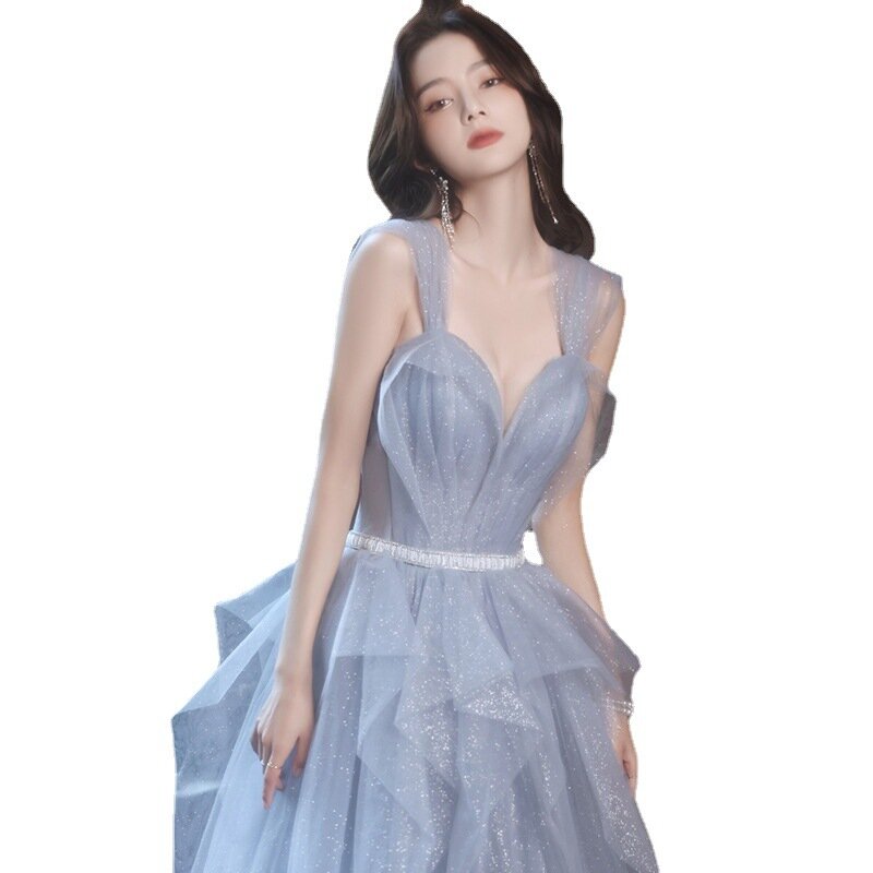 Women's Birthday Party Dress Sleeveless Strapless Elegant Banquet Gowns Sashes Lace Sequined A-Line Sexy Cocktail Dresses