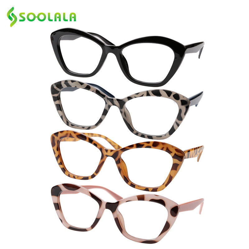 SOOLALA 4 pezzi Cat Eye donne occhiali da lettura Okulary Ajurwedyjskie occhiali presbiti occhiali da lettura 1.0 1.5 1.75 2.0 2.5 a 4.0