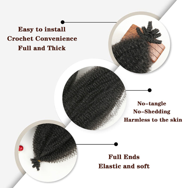 Pelo Rizado Afro para mujer y niña, extensiones de cabello trenzado de ganchillo, rojo, marrón, sintético, Kanekalon