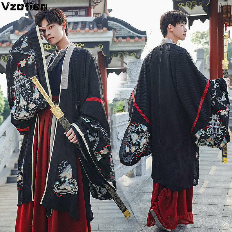 Men's Swordsman Hanfu Robe Chinese Ancient Traditional Han Dynasty Costume Adult Tang Suit Hanfu Dress Cosplay Stage Suit