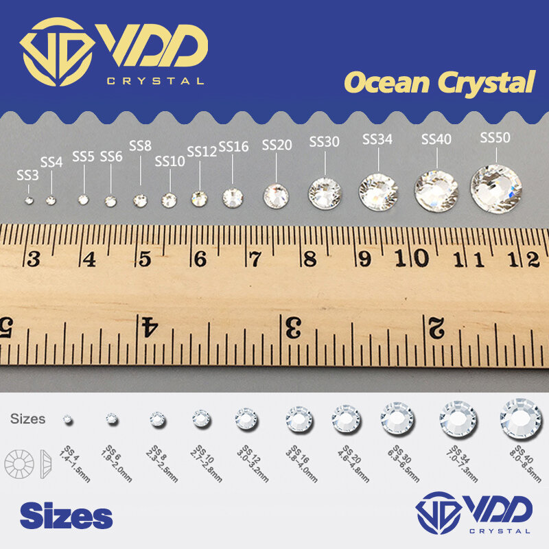 VDD Crystal Hot-Fix/colla-On strass accessori per Nail Art pietre abito da sposa decorazione adesivi per unghie parti per unghie Jet 002