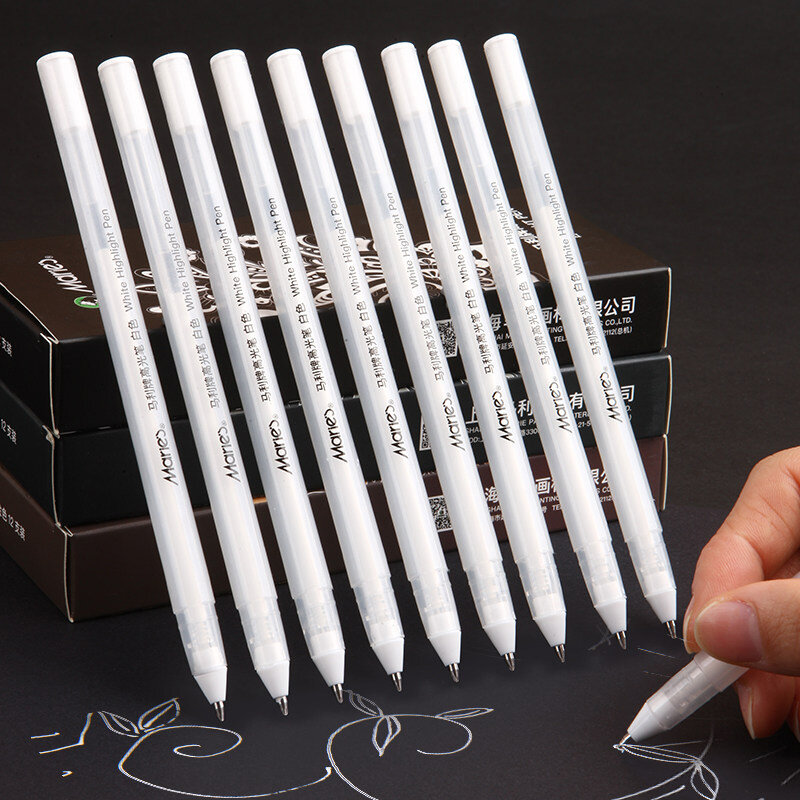 Haile 2/4 Stks/set 0.6Mm Grote Capaciteit Fijne Tip Witte Inkt Gel Pen Hoogtepunt Marker Pen Schetsen Tekening comic Art Briefpapier