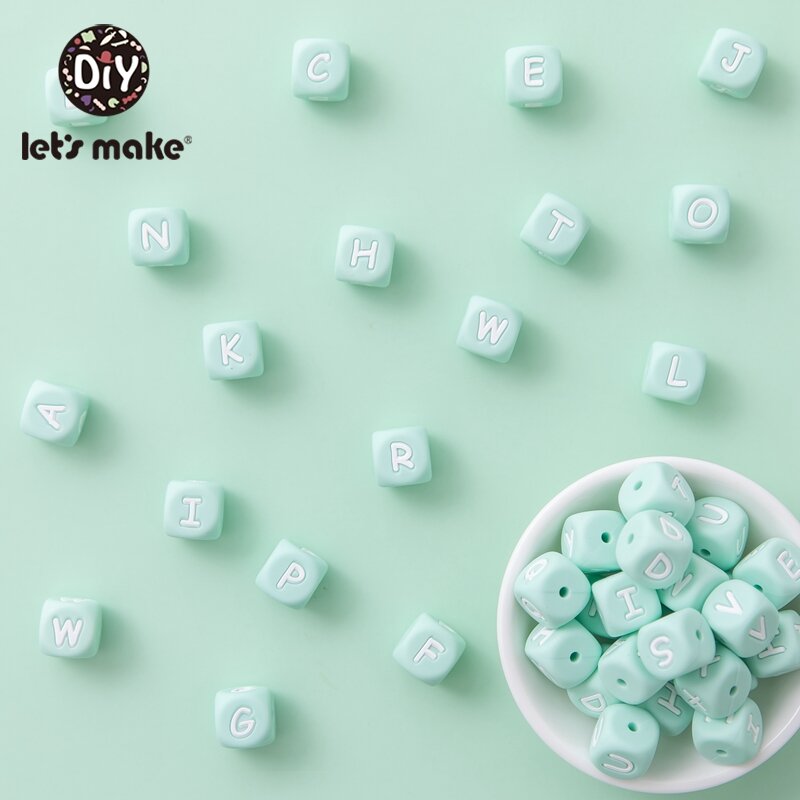 Let's Make – perles en Silicone pour bébé, 20 pièces de 12mm de qualité alimentaire, à mâcher, collier, jouets de dentition, DIY