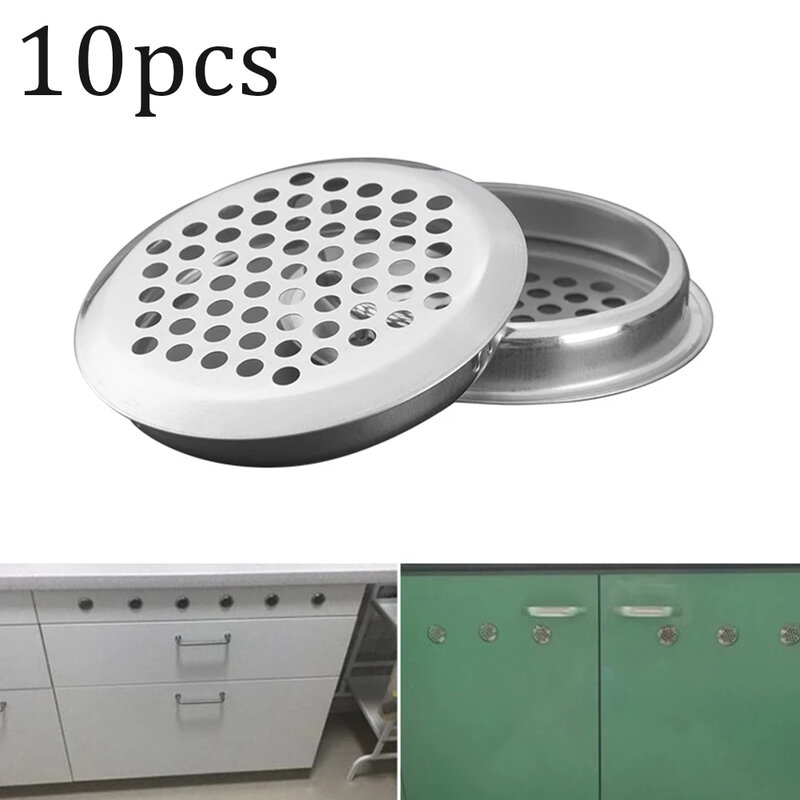 10Pcs Rvs Air Vent Grille/Garderobe Kast Metalen Ventilatie Plug Voor Kasten Schoen Kasten Decoratieve Kasten