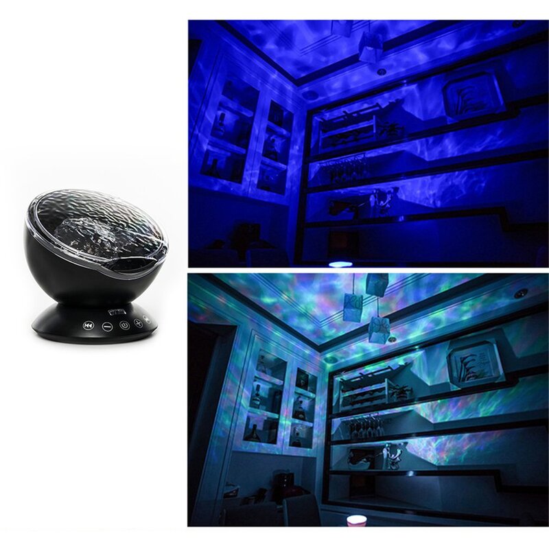 Sound Activated LED Starry Water Wave Music Projector Light Bluetooth Music Player Remote Projector Light Wedding Decor
