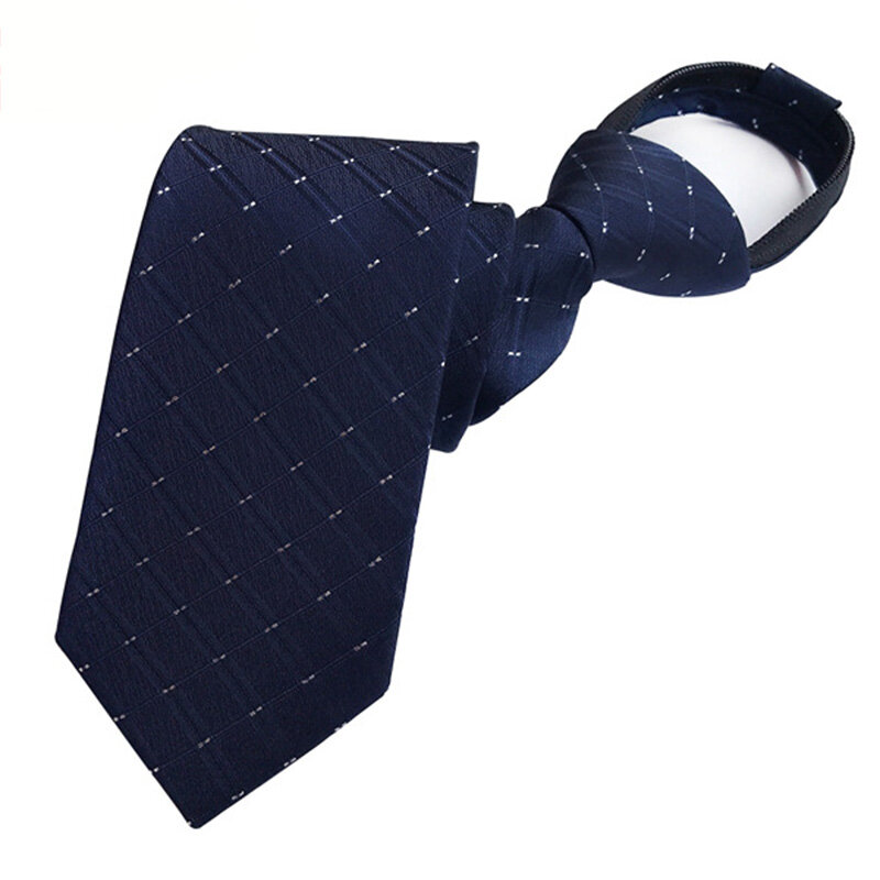 GUSLESON-Corbata con cremallera de 8cm para caballero, corbata de cuello con estampado a cuadros a rayas, accesorios para fiesta de boda, corbata elástica