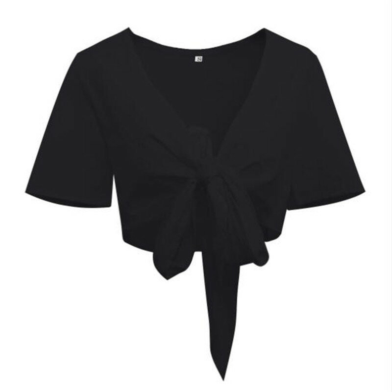 2021 estate donna Casual camicette corte camicie scollo a V stringate camicie a maniche corte moda camicette femminili top