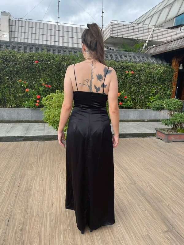 カスタムメイドのシルクドレス100%,黒,純粋なシルク,花嫁の母のためのドレス,エレガントなVネック