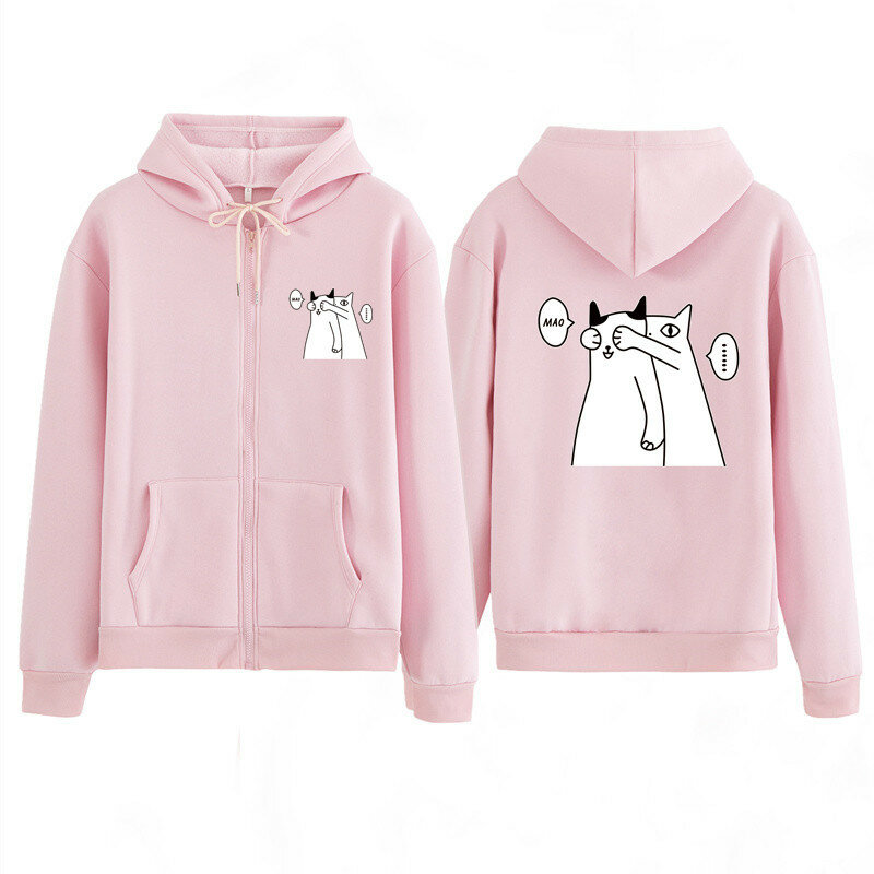 2020 mujeres sudaderas niños niña camisa pareja de animales sudaderas con diseño de gato cremallera sudadera chaquetas de Otoño de primavera