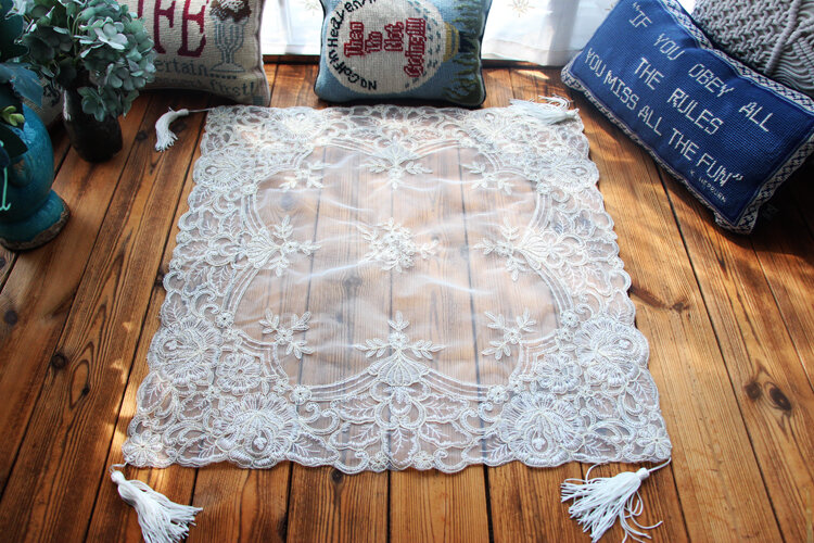 European Style Mesh Embroidery Pendant Tablecloth Kitchen Furniture Electrical Dust Cover Cloth Christmas Coffee Table Coaster