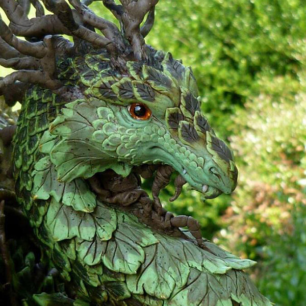 Estatuas de resina de dragón del bosque, decoración de pared para el hogar, interior y exterior, Patio, porche, decoración de jardín, jardín al aire libre