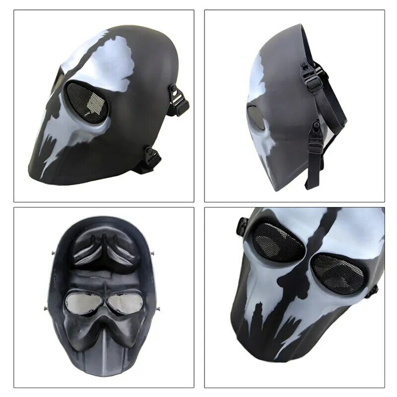 Airsoft combate tático máscara crânio cosplay festa de halloween ao ar livre caça acessórios militar wargame paintball máscara facial cheia