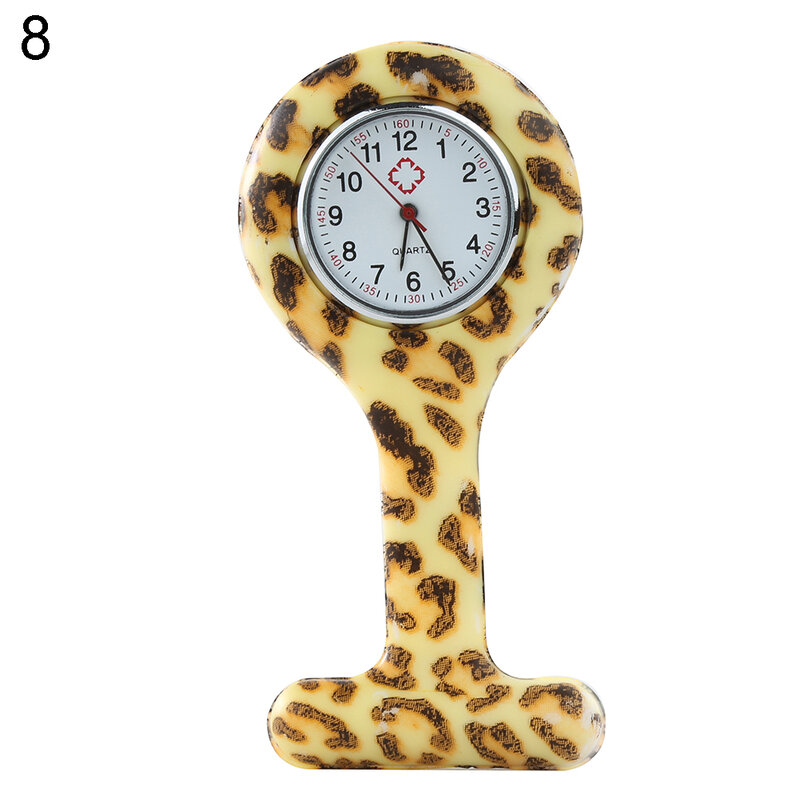女性看護時計アラビア数字ラウンドデジタルクリップシリコーン看護師ブローチチュニックフォブ時計ナース懐中時計