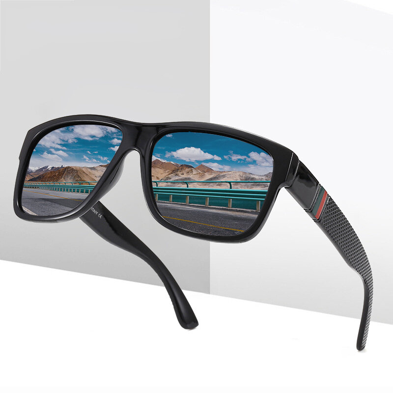 Gafas de sol polarizadas cuadradas de moda para hombres y mujeres, gafas de sol masculinas de plástico Vintage, elegantes tonos deportivos negros, UV400