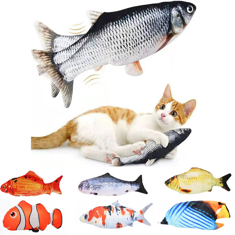 고양이 USB 충전기 장난감 물고기 대화형 전기 플로피 물고기 고양이 장난감, 현실적인 애완 동물 고양이 씹는 물린 장난감 애완동물 용품 고양이 개 장난감