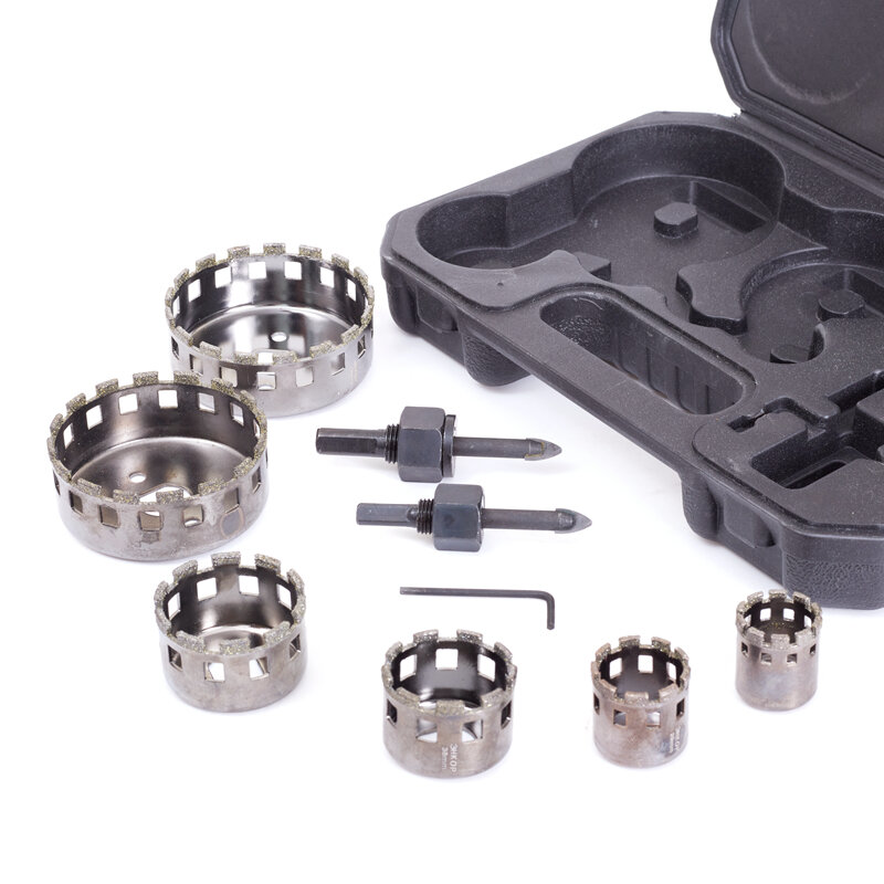 Free Shipping 9Pcs/Sets  25mm-73mm Diamond Coated Drill Bit Kit Tile Marble Glass Ceramic Hole Saw Drilling Bits For Power Tools
