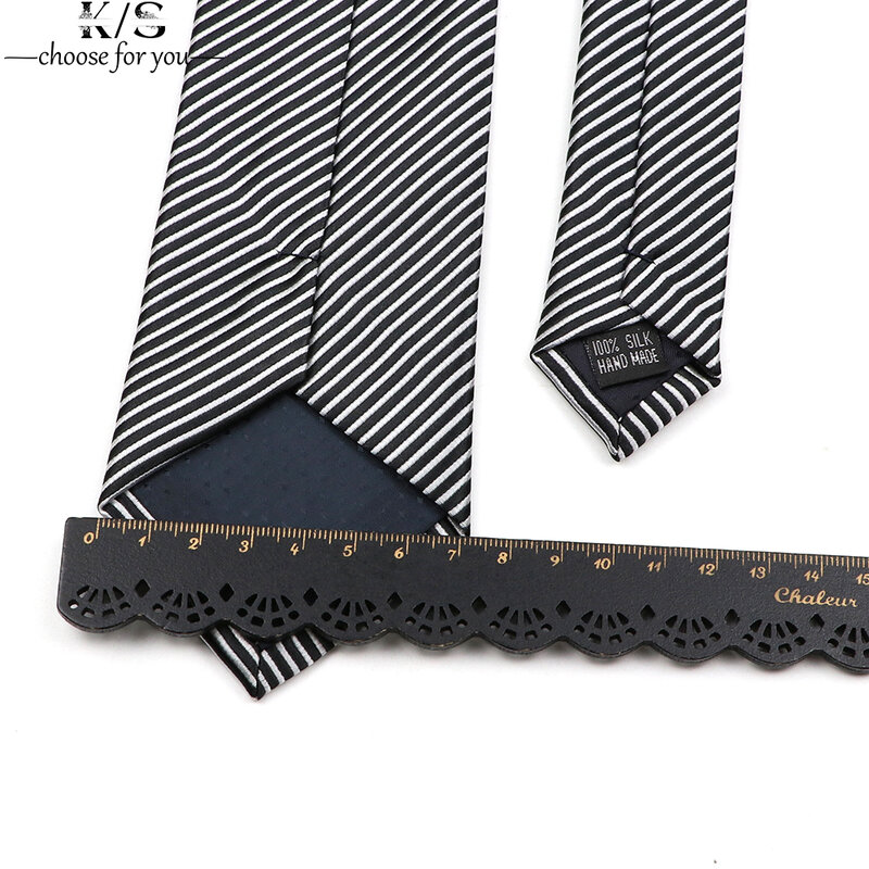 Fashion Classic Men's Tie Stripe Skinny Necktie 7cm Business Wedding Party Wear Soft Polyester Slim Gravatas Ties Gift for Men