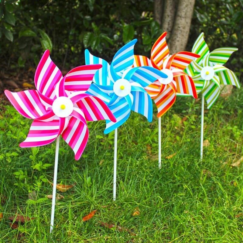 Child&Kids Pin-wheel Whirligig Striped Pattern Handmade Multifunctional Colorful Dot Stripe Pinwheel Toy