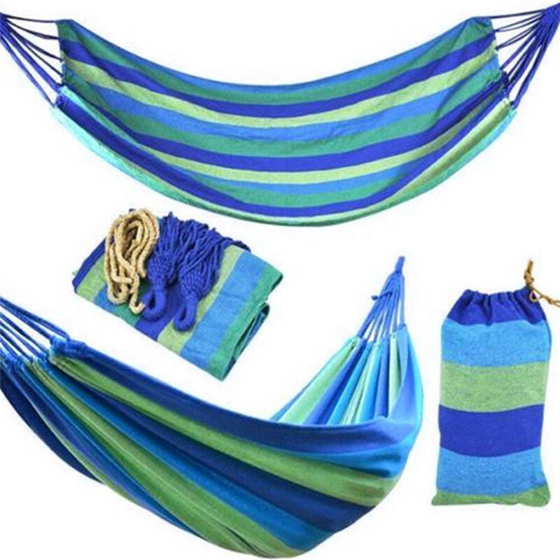 280*80cm 2 Persons Striped Hammock Outdoor Leisure Bed Thickened Canvas Hanging Bed Sleeping Swing Hammock For Camping Hunting