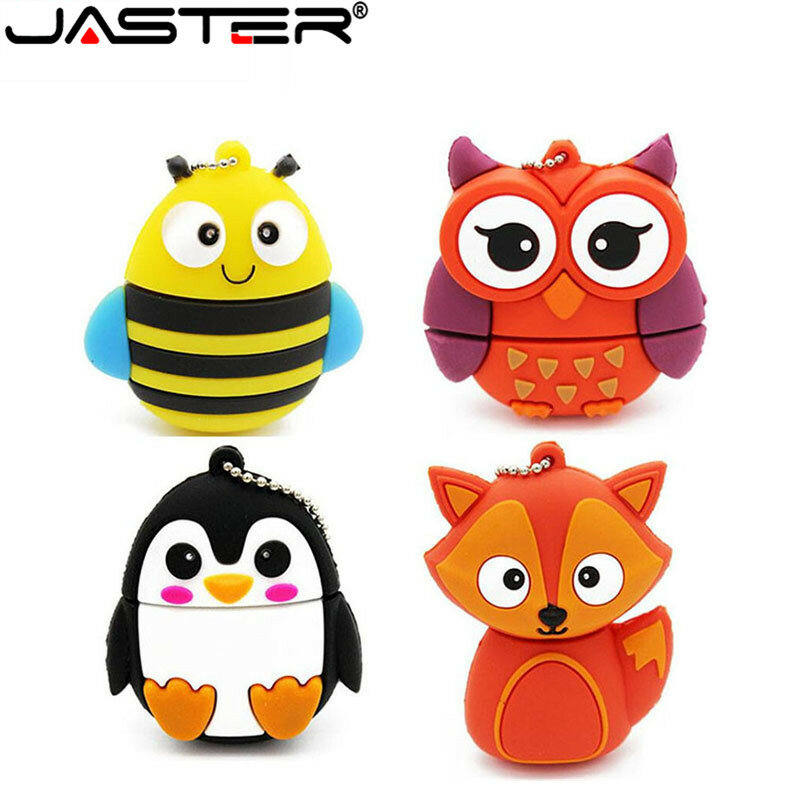 JASTER-Unidad flash usb 2,0, pendrive con forma de búho/pingüino/zorro/abeja, 64GB, 32gb, 4gb, 8gb, 16gb