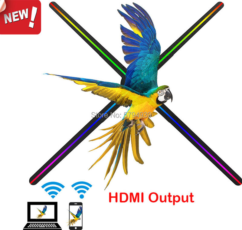 التفاعل في الوقت الحقيقي HDMI المدخلات مزامنة صورة كبيرة ثلاثية الأبعاد الهولوغرام led عرض led مروحة لاعب لاعب الثلاثية الأبعاد