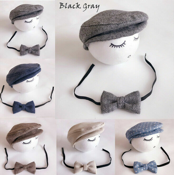 Новинка 2019, Шапка-бини для новорожденных, шапка с галстуком-бабочкой для фотосъемки, Детские кепки для мальчиков