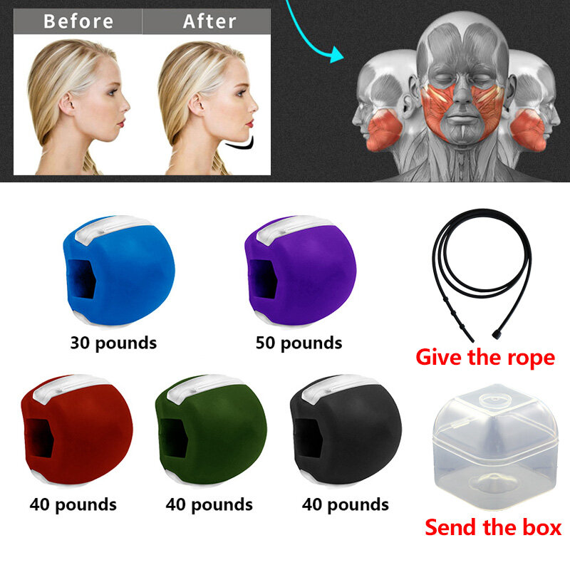Exercitador do músculo do maxila para homens, PNF facial, boca do NGo, maxila, bola da mastigação, mastigar a mordida disjuntor, treinamento, 30, 40, 50 libras