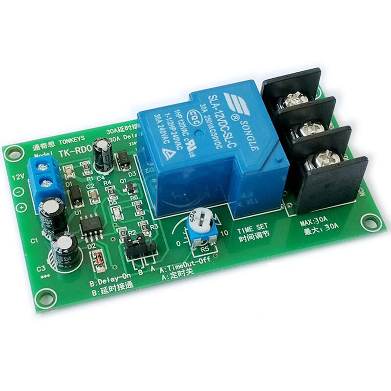 Taidacent 12V 30A Timing Delay Relay Module NE555 Timing On Off Switch Industrial Control High Current Delay Time Relay Module