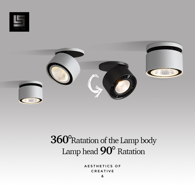 Foco LED de ángulo ajustable para iluminación interior, luz descendente de 220v, Blanco/Negro, 10W, 15W, Chip CREE, pasillo, sala de estar